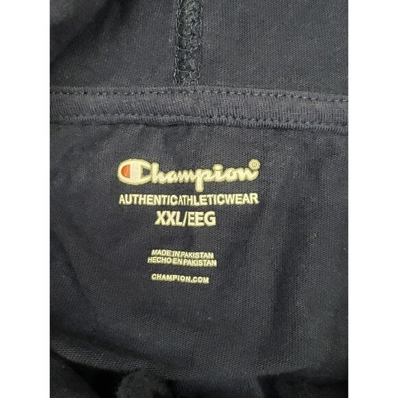 Champion Navy Blue Hoodie T-Shirt, Long Sleeve, Men's XXL, Drawstring, Pocket - Picture 8 of 13
